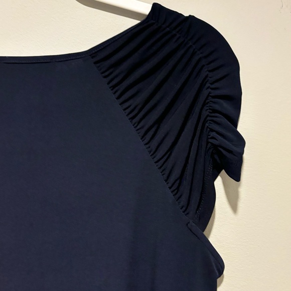 Women's Short Sleeve Navy Blue Dressy Rayon Top- Brand is Premise - Size Small - Picture 8 of 9